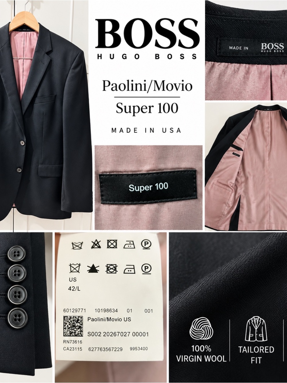 Hugo Boss Black Blazer with Pink Lining